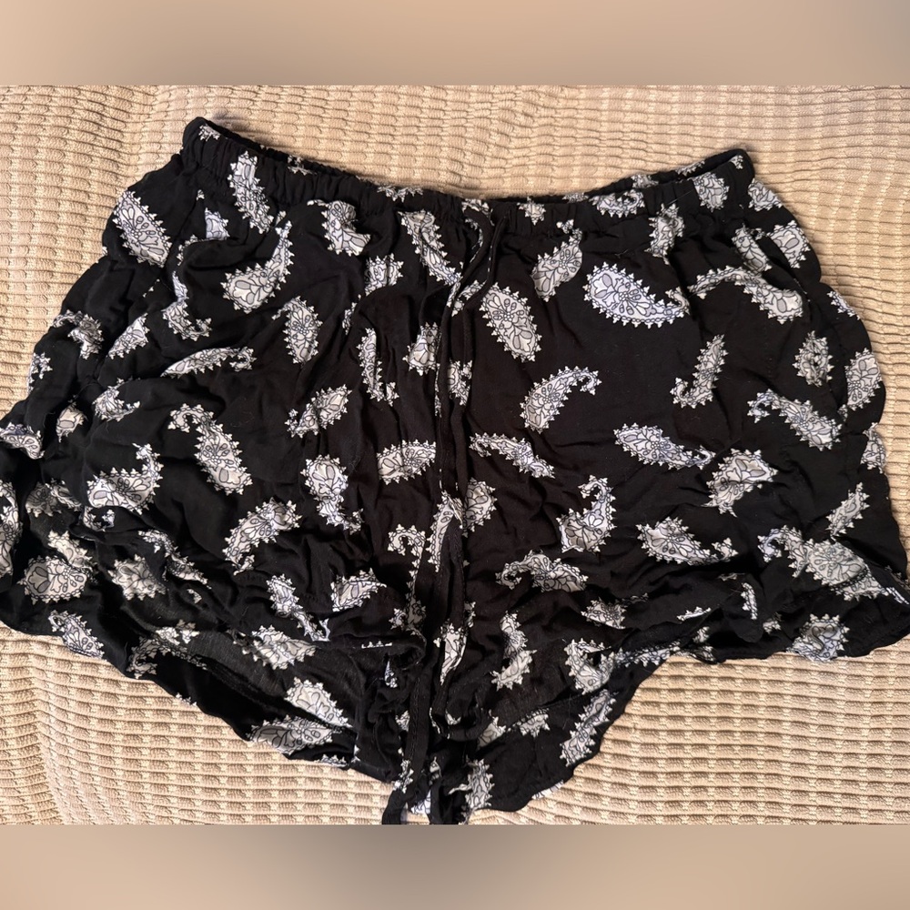 Black paisley shorts